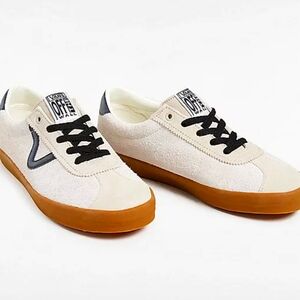 Vans White and Black Women's Shoes with Gum Sole